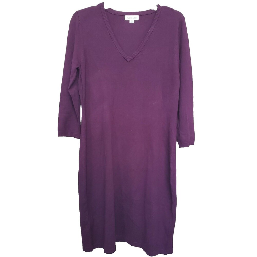 Calvin Klein Purple V-Neck Sweater Dress Size XL